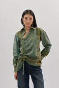 Diagonal Neck Scrunch Shirt